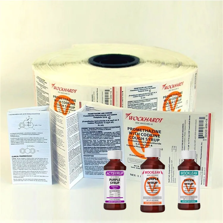 Factory Oem Odm Hi-Tech Wockhardt Cough Syrup Label Stickers Oral Solution Wockhardt Labels Medical Packaging Sticker