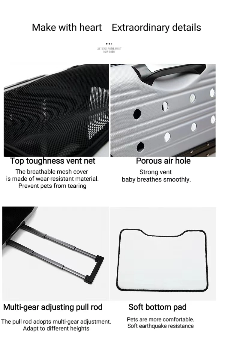 Folding Pull Rod Pet Backpack Travel Cat Box Collapsible Dog Carrier Pet Carriers Pet Trolley Carrier With Wheels