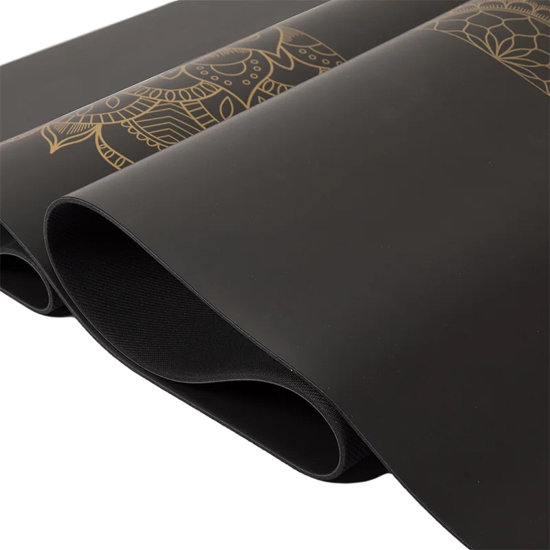 2025 New Non Slip Large Eco-friendly EVA Block Durable Polyester UV Printed Custom Golden Black PU Natural Rubber Yoga Mat