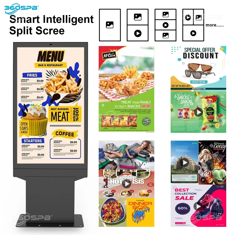 360SPB | ODW165A Outdoor 55 inch 3000nits Spliced 3 Screens digital Drive Thru Display menu boards System