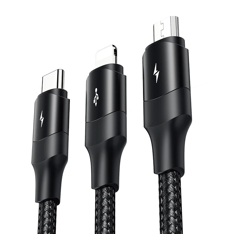  USAMS оптовая продажа алюминиевый сплав Плетеный зарядный кабель Usb 1 2 м 3