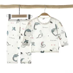 Children Home Wear Kids Air Conditioning Clothing Organic Bamboo Cotton Baby Sleepwear Set Summer Pajamas