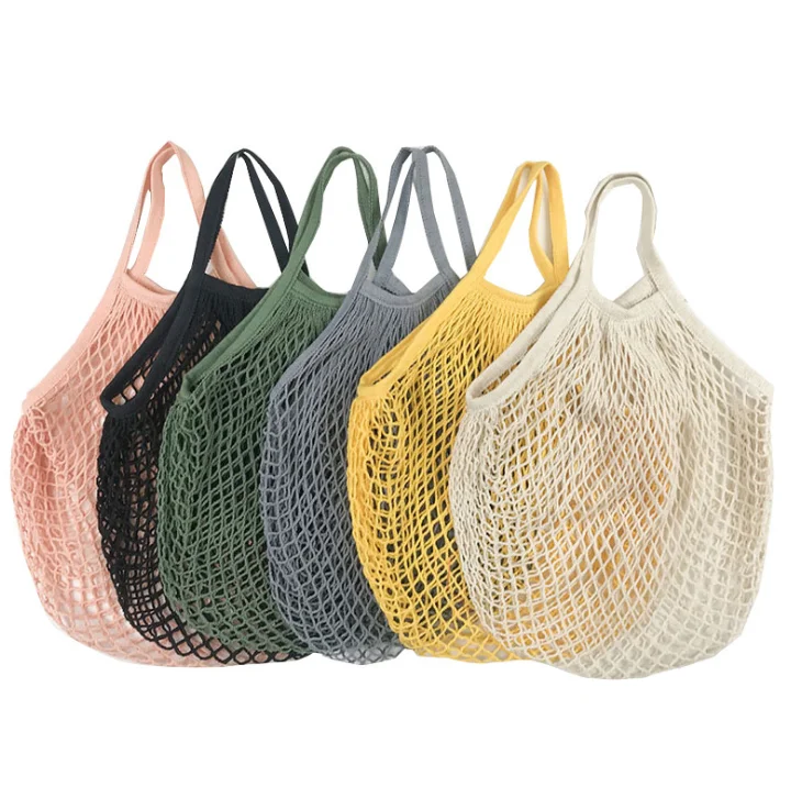 
Organic Cotton Net Bag Fruit Mesh Reusable Shopping Crochet Tote String Bag 03S020 