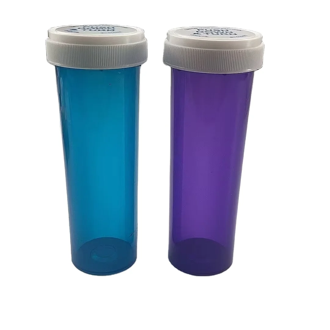 Wholesale Custom Plastic Child Proof Capsule Bottles Reversible Prescription Vials