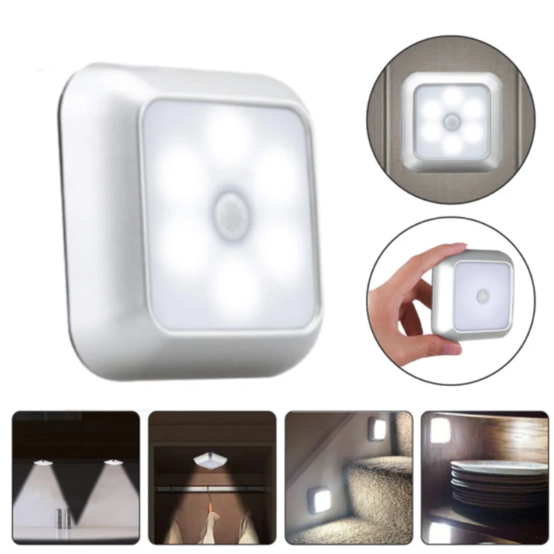 Smart Home Induction 6 LED square led cabinet light motion sensor light night light with Magnetic