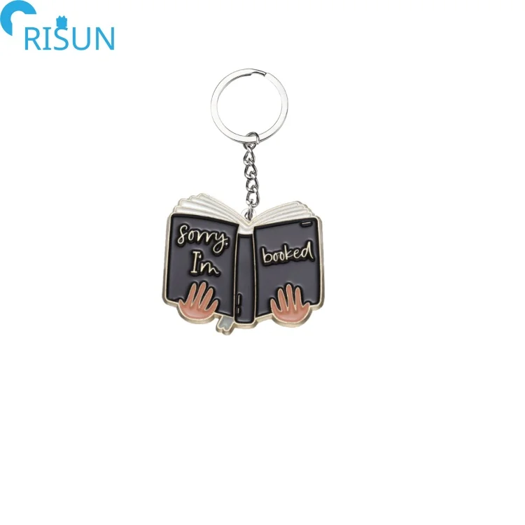 Customized Metal Enamel Creative Knowledge Backpack Keychains Keyrings Custom Geometry Textbook Student Accessories Key Chain