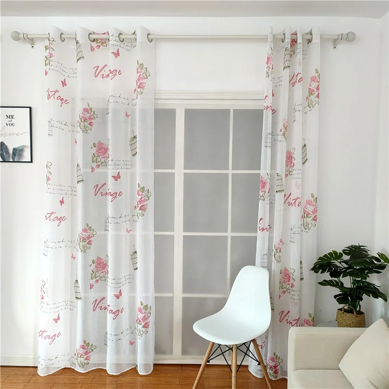 Цветочный принт, красивый стиль, прозрачные шторы с принтом для гостиной, печать, прямые продажи от производителей