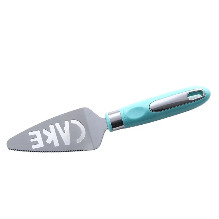 cheese server  cutter with cake letter server blue plastic and stainless steel handle