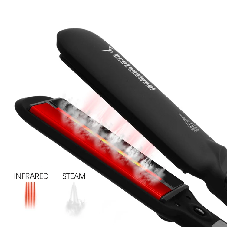 Infrared Hair Straightener and Curler 2 in 1 Ceramic Steam Hair Straightening and Curling Tool Dual Voltage