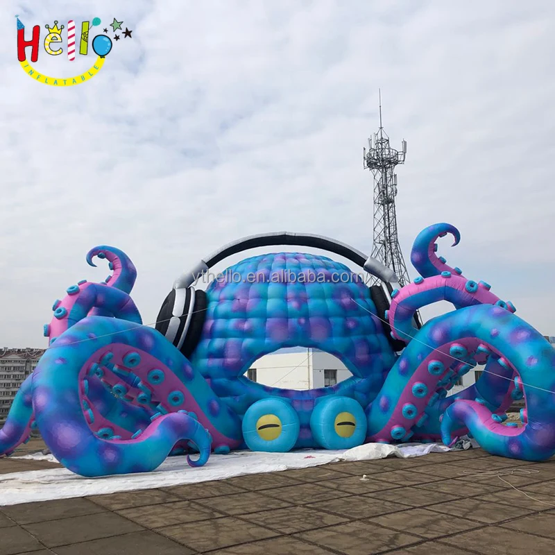 Advertising event inflatable cartoon blue octopus LED light model Inflatable DJ octopus stage for decor