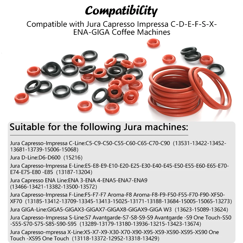 New Product 50PCS Silicone O-Ring Seals Maintenance Set Compatible With Jura C D E F S X ENA GIGA Series Coffee Machines