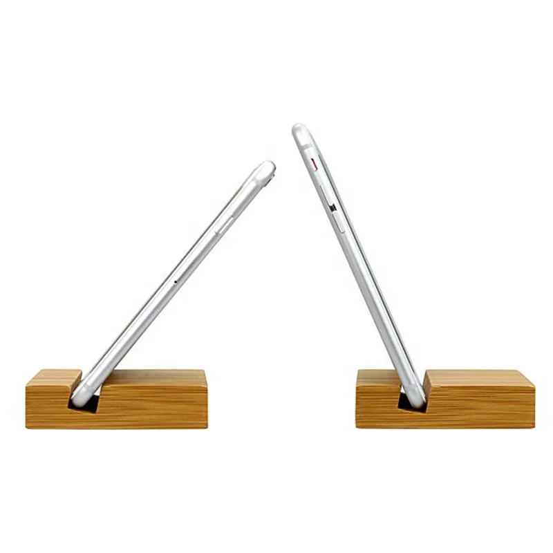 Wholesale high quality desk mobile phone stand custom logo wooden and bamboo cell phone holder smartphone holder