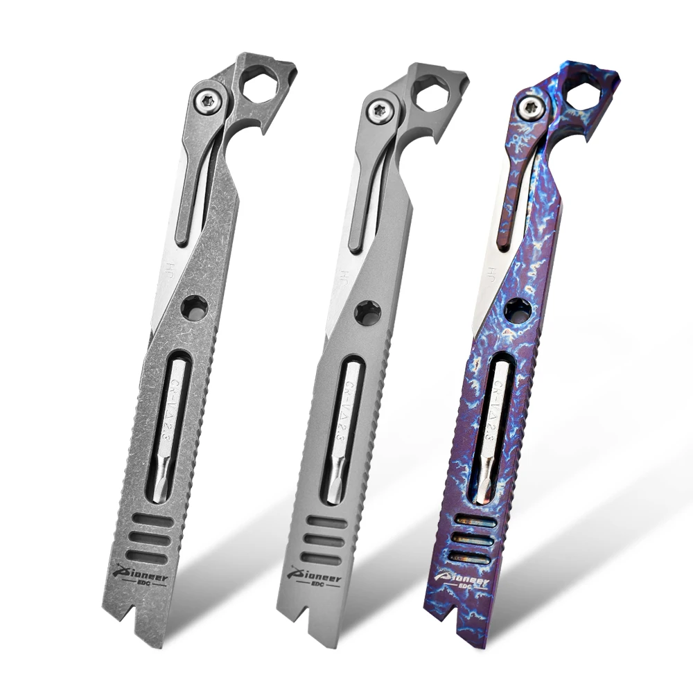 New EDC tool Multi-function Outdoor Crowbar with knife Bottle opener Wrench Tight screwdriver Multi-function pocket crowbar