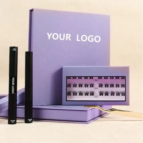 Wholesale customized cluster lashes kit logo Cluster eyelash wholesale diy lash extensions kit segment lash cluster kit