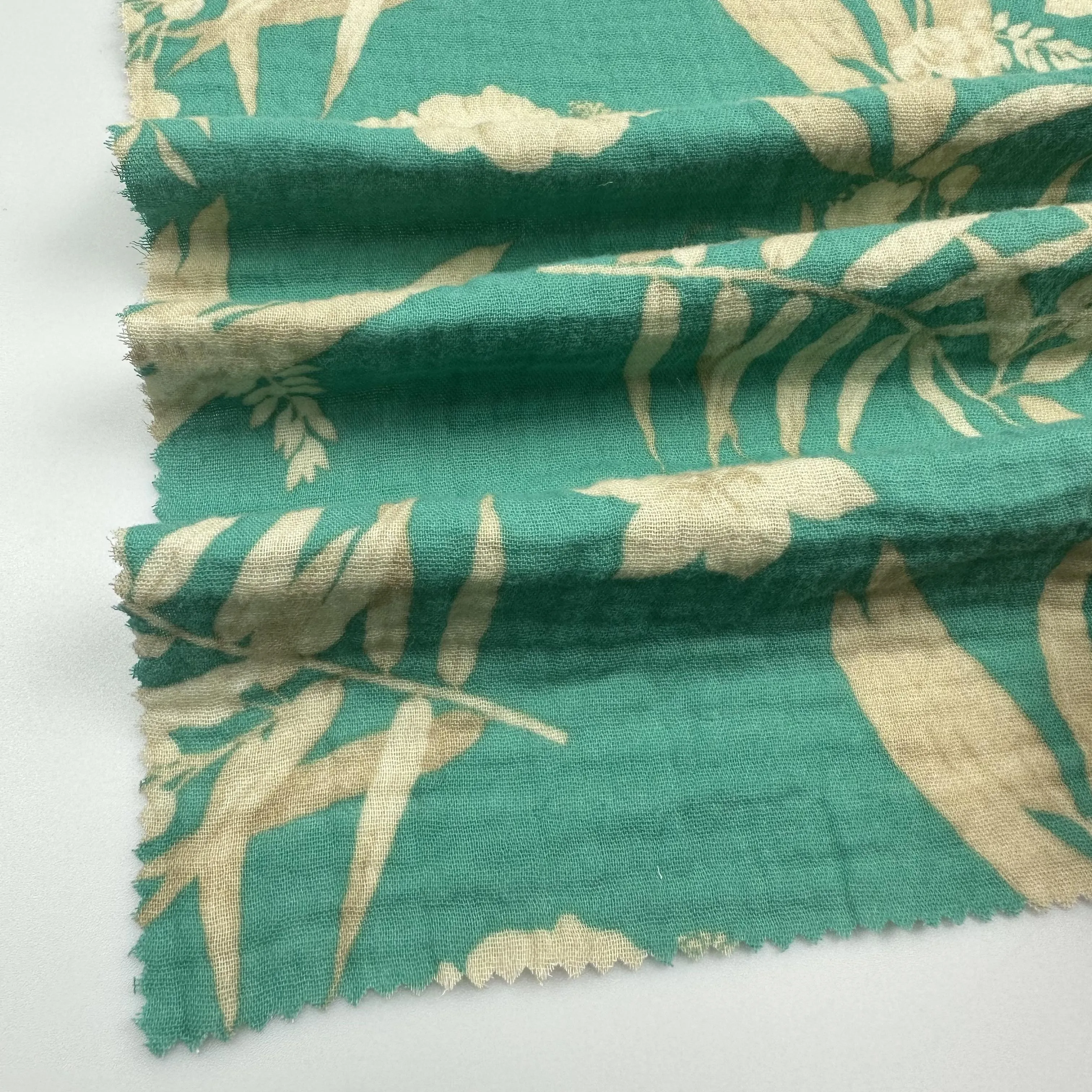 Factory breathable 100% organic cotton double crepe digital printed pattern fabric for women dress