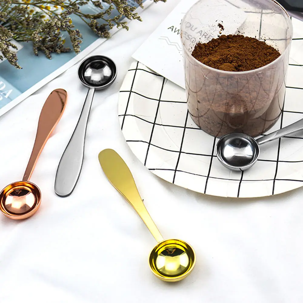 High quality Gold black Coffee Scoop Stainless Steel  Measuring Spoon long-handle for Coffee Tea Matcha