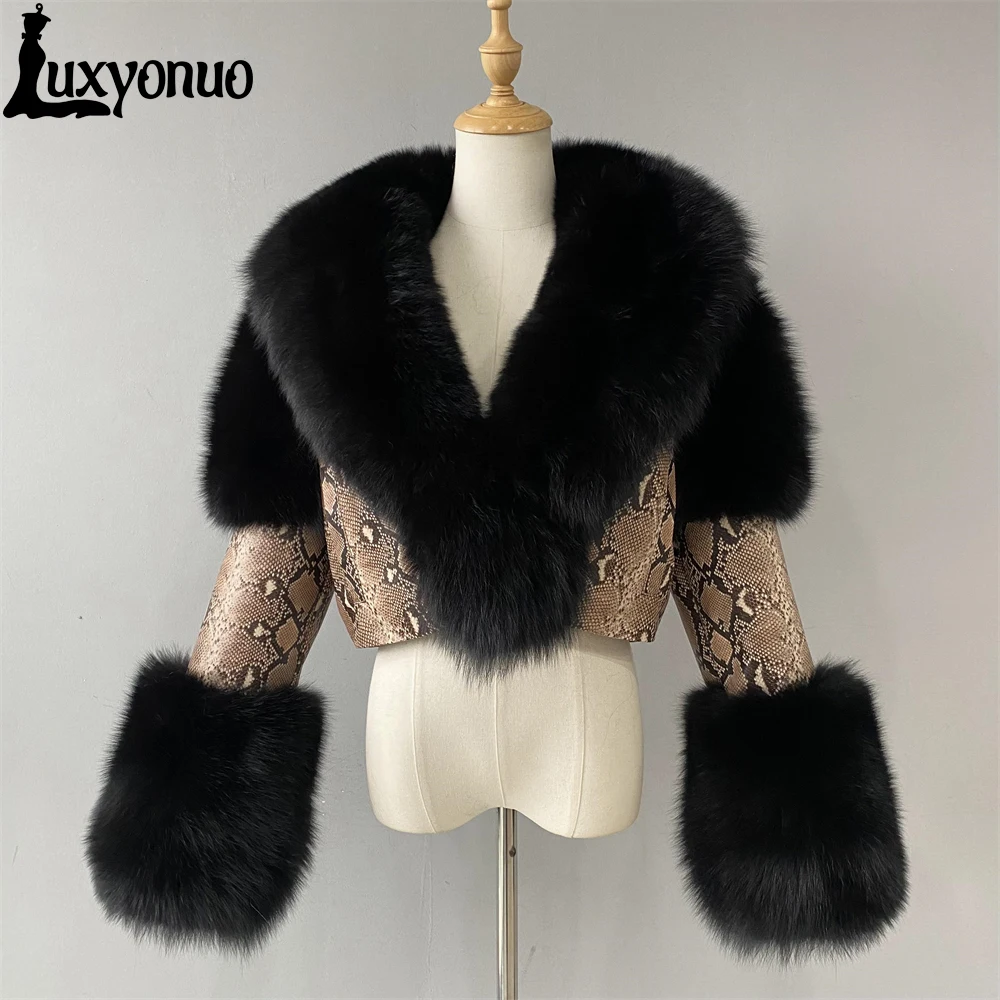 Slim Fit Cropped Style Autumn Winter Soft Natural Sheepskin Jackets Real Fur Collar Luxury Women Custom Soft Leather Jackets