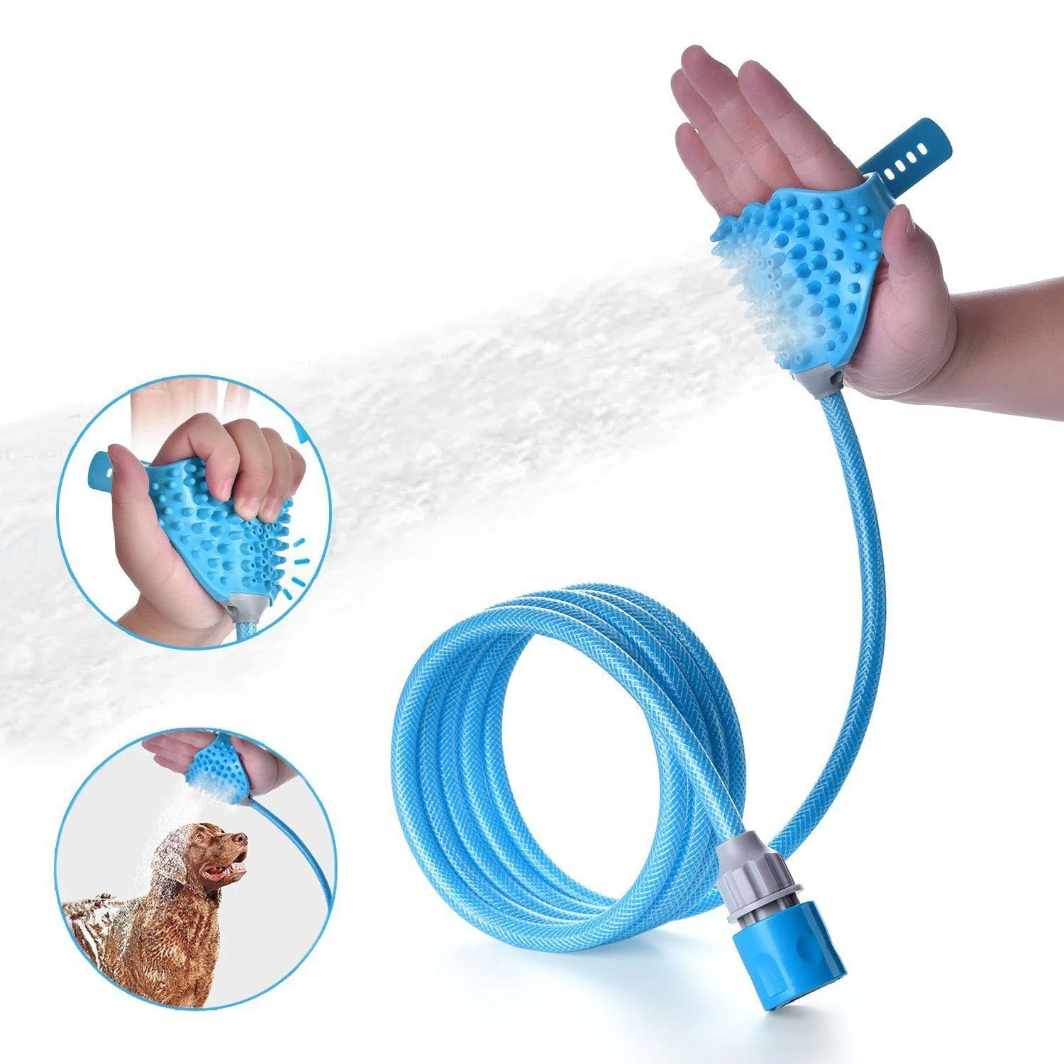 
Pet Bathing Tool Pet Shower Sprayer Scrubber in One Shower Bath Hose Compatible Dog Cat Horse Grooming Bath Massager 