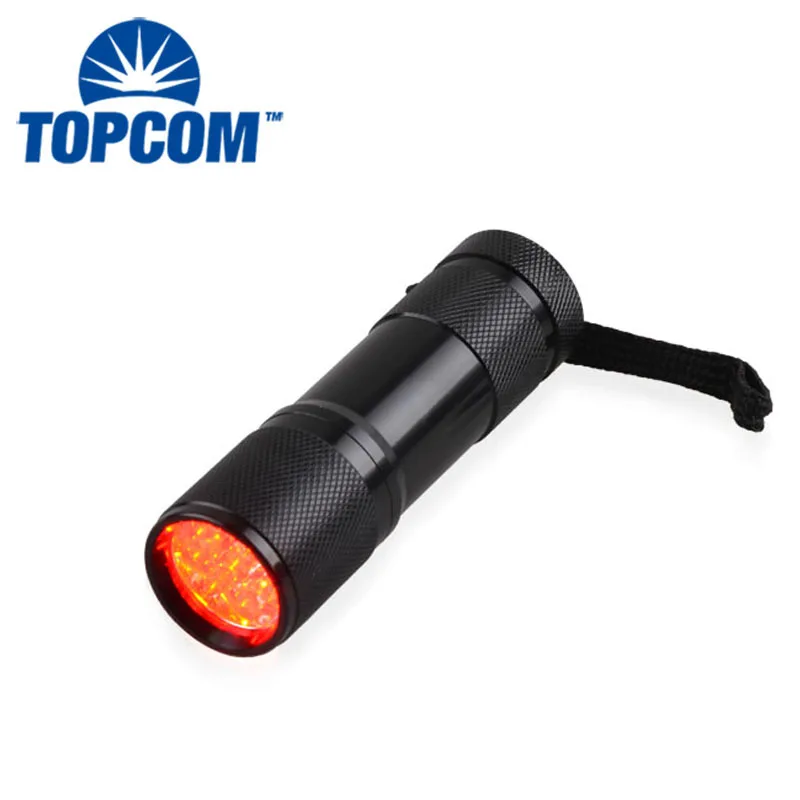 9 LED красный свет фонарик Портативный мини 625nm факела для ключе из искатель сокровищ ночного