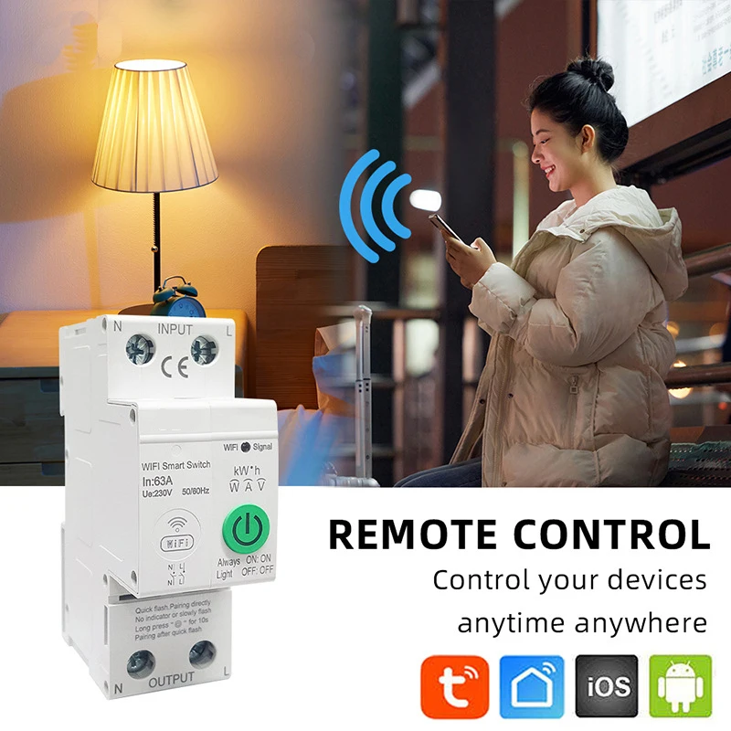 GXPR 2P 63A Wi-Fi умный переключатель smartlife измеритель энергии Kwh измерительный автоматический выключатель Реле таймера