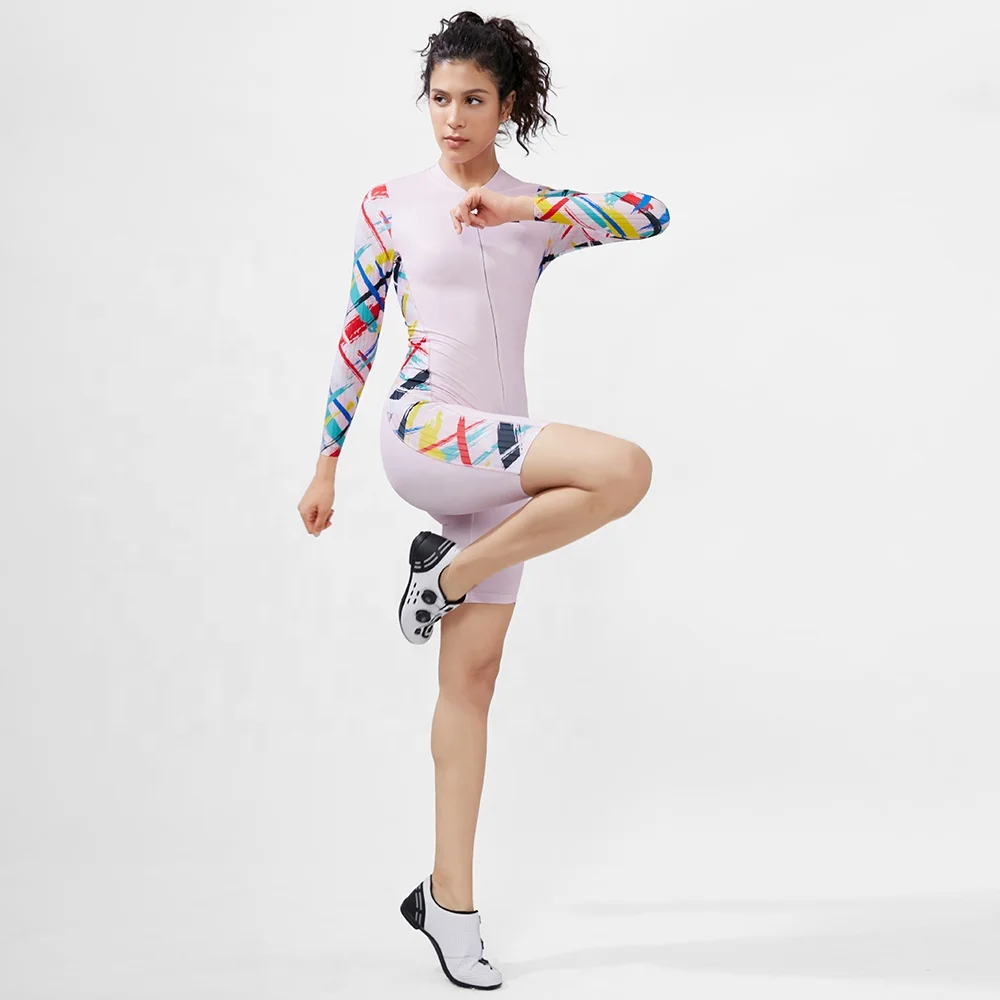HOSTARON Long Sleeve Cycling Clothing Pink Bike Wear Running Swimming Triathlon Clothing