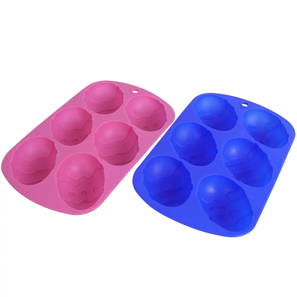 Kitchen 6 Even Easter Egg Shaped Silicone Bakeware 6-Cavity Easter Egg Silicone Cake Baking Mold