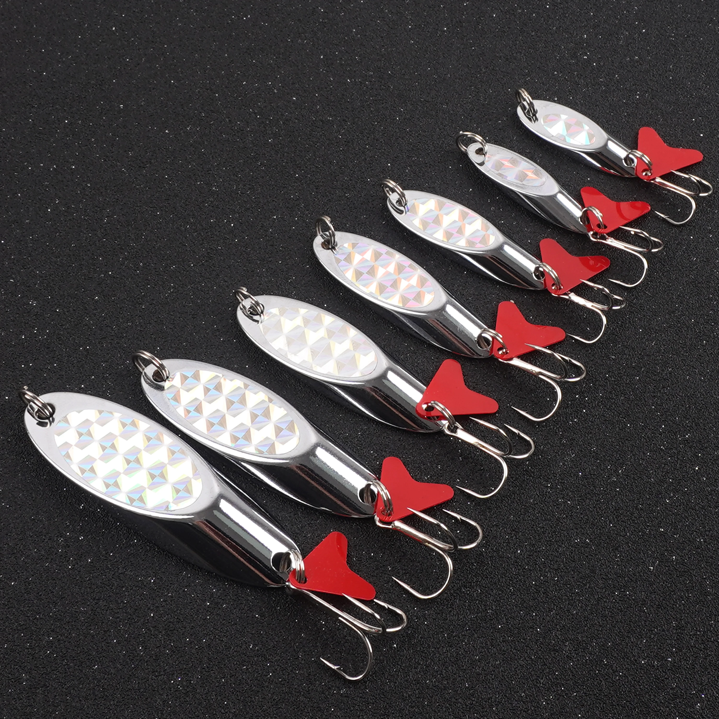 Casting Fishing Spoons Lures Saltwater Jigging Spoons Fishing Tackle Bait with Treble Hooks for Salmon Bass