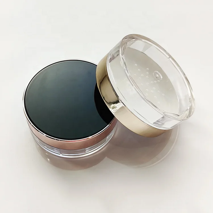 New round air loose powder jar empty setting powder container cosmetics case plastic makeup packaging