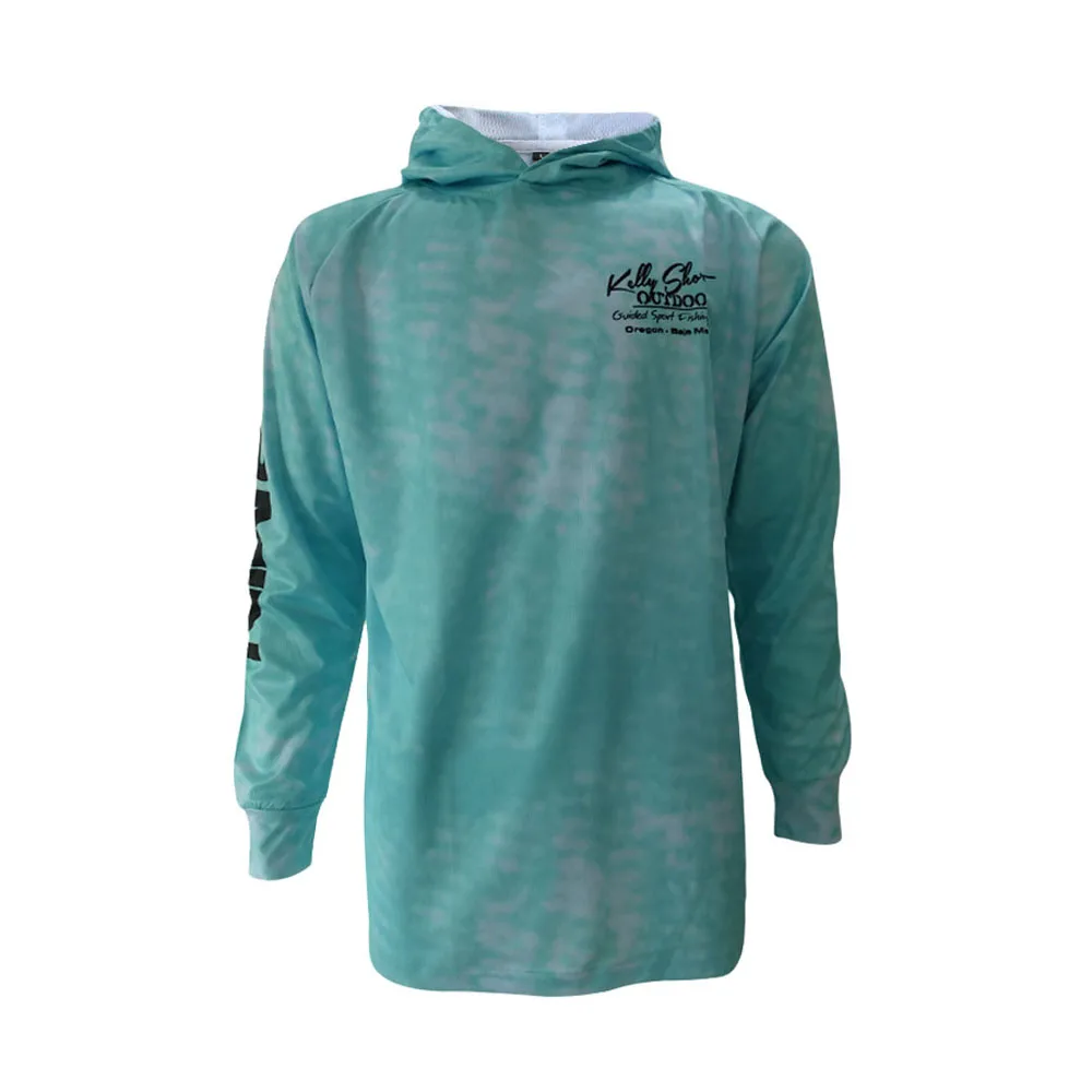 Light fabric quick dry outdoor performance shirts full sublimated custom long sleeve hood shirts for fishing