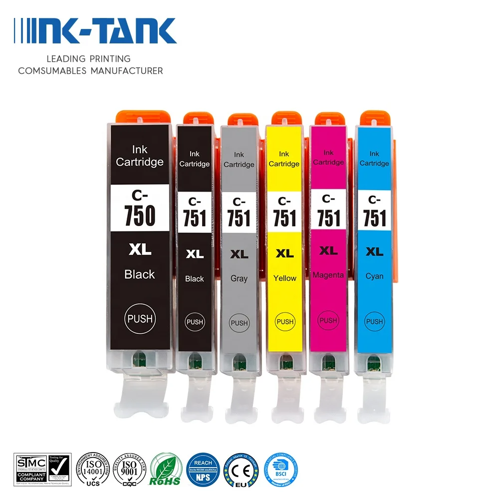 INK-TANK PGI 750 CLI 751 PGI750 PGI-750XL CLI751 CLI-751XL Premium Color Compatible Ink Cartridge for Canon PIXMA MG6370 MG6670