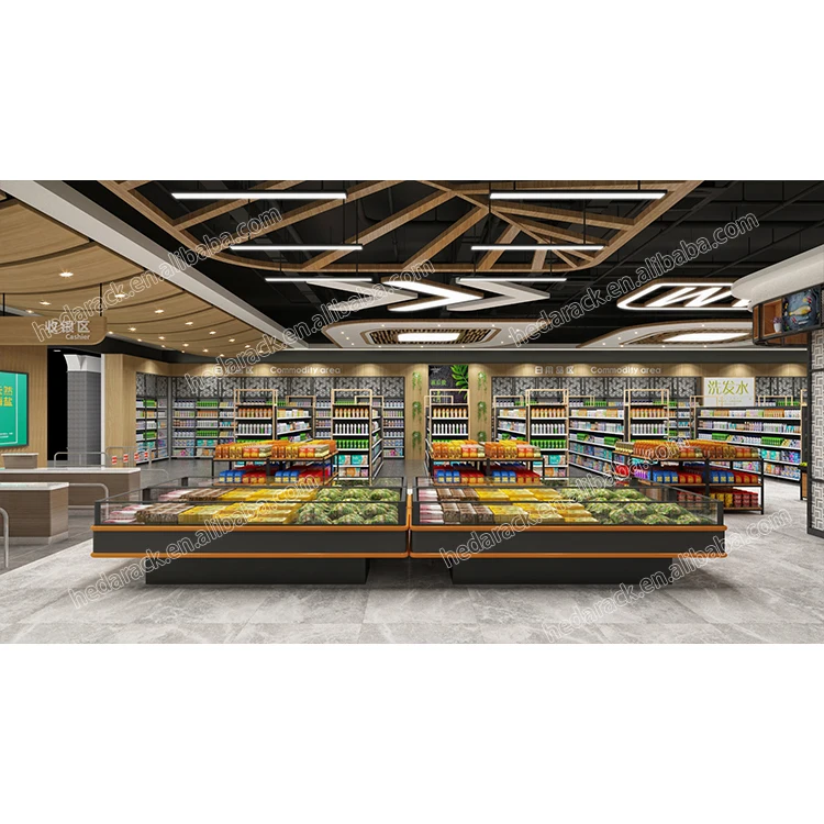 Guangzhou Heda Metal Supermarket Gondola shelf Shelving Convenience Store Display rack for sale