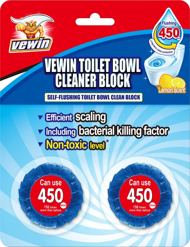 Hot Selling Blue Bubble Bleach Block Solid Automatic Toilet Bowl Cleaner Vewin