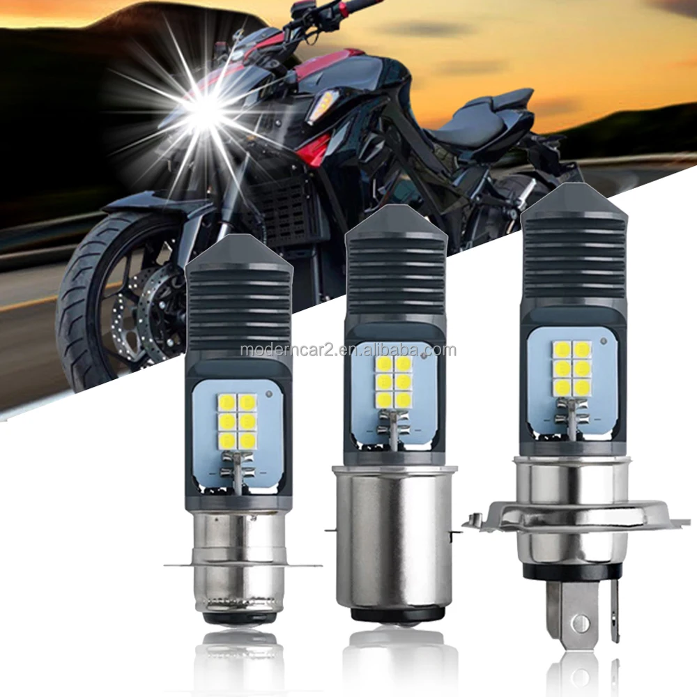 Motorcycle Headlight LED BA20D H4 P15D Bulbs Hi Lo Beam Moto LED Motorbike Headlight Lamp 3030 Chips 12SMD Highlight Two-Color