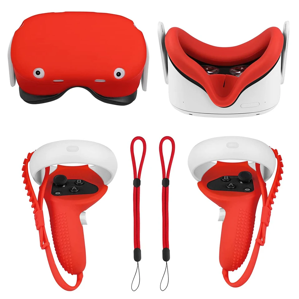 VR Oculus Quest 2 Silicone Cover Kit Set Combination For Quest 2 Eye Mask Pad Controller Grips Cover Replacement