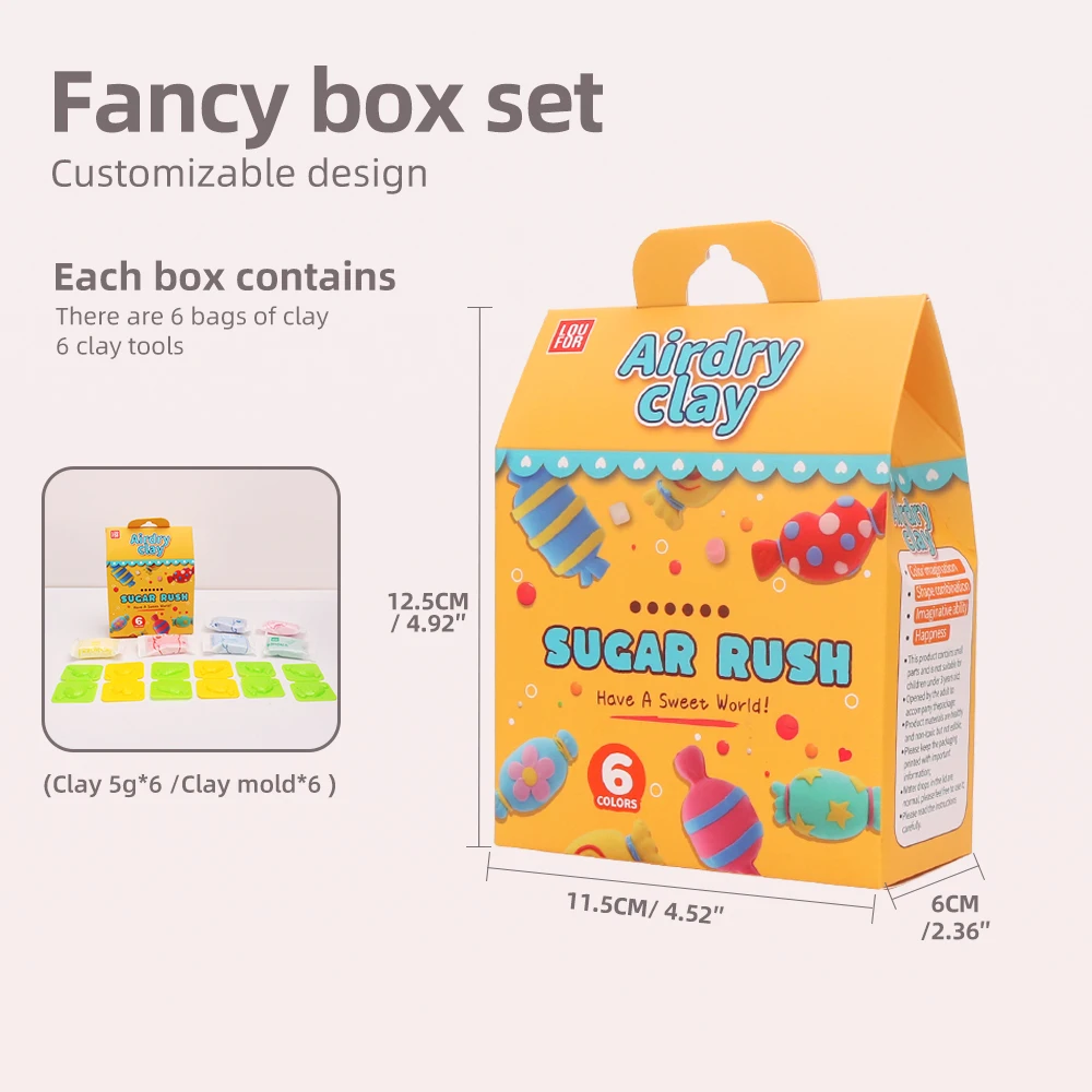 OEM Factory Direct Sales Customize 6 Color Air Dry Soft Clay doll super light Material Safety Modeling Clay with Molds For Kids