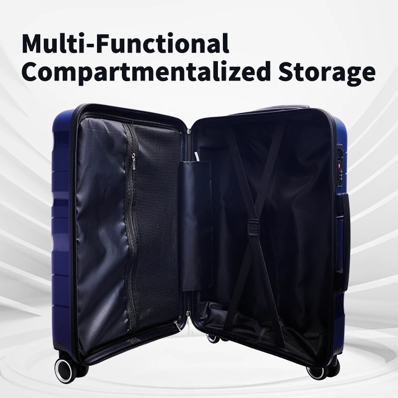 Factory Direct Blue Travel Trolley 3-Piece Set of Carry-On Luggage Silent Universal PP Wheels Spinner Caster Wholesale Products