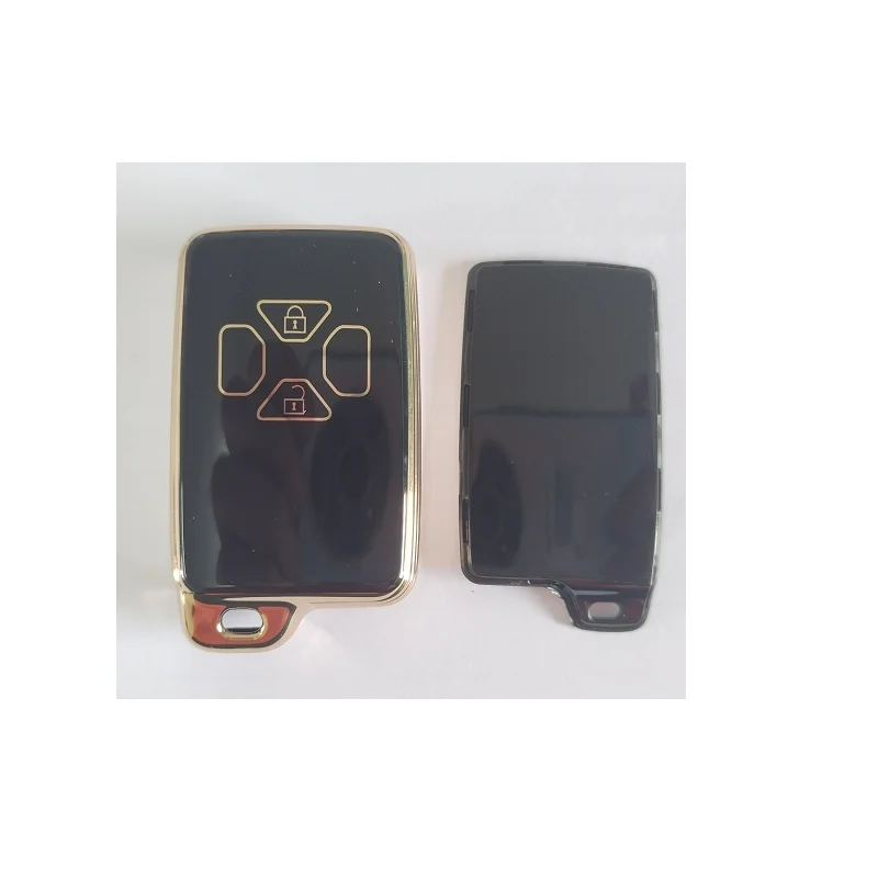New TPU soft Fob key Cover for New Toyota 2 buttons car key case with gold line key pouch accessory