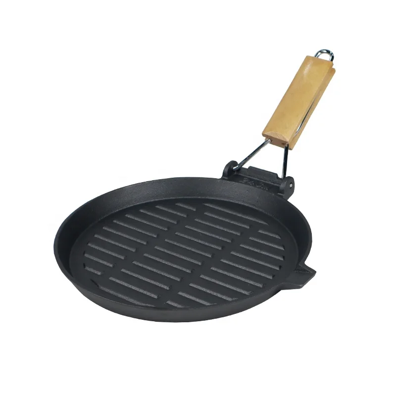 Induction Compatible Cast Iron Grill Pan Non-Stick Griddle Home Cooking Steak BBQ Bacon Frying Custom Flat Skillet Camping