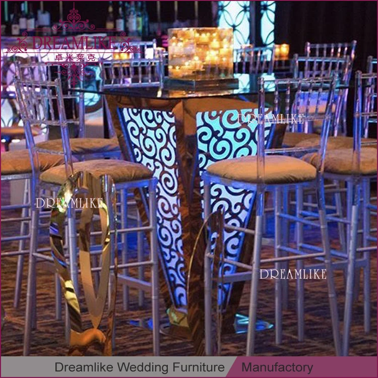 LED lighting furniture high table cocktail bar table for party and wedding