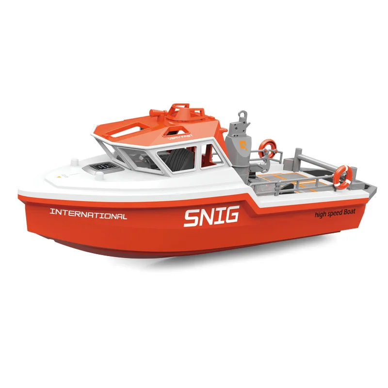 SJY-TX694 Mini 2.4G 1/32 scale Remote Control Rescue Ship 8km/h High Boat Kids Simulation Ship Model Tugboat Towboat Toy