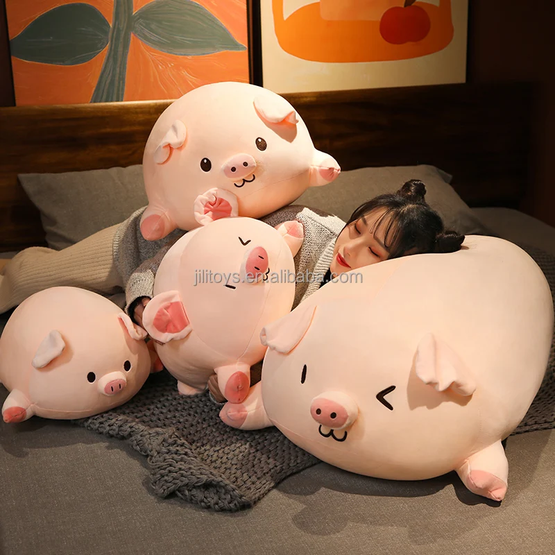 soft stuffed plush animal toys laying down custom stuffed pig plush toys pillow for kids girl
