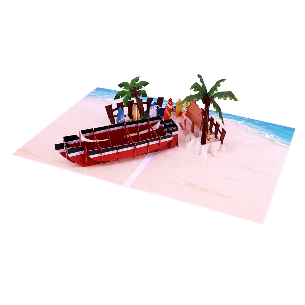Winpsheng Personalized funny birthday gift pop up card wishes card boat 3d pop up card