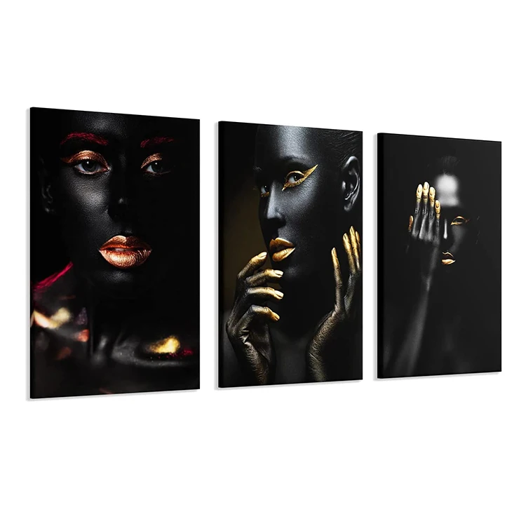 Wall Bedroom Decor Framed Black Woman Girl Poster Painting Art American African Canvas Painting
