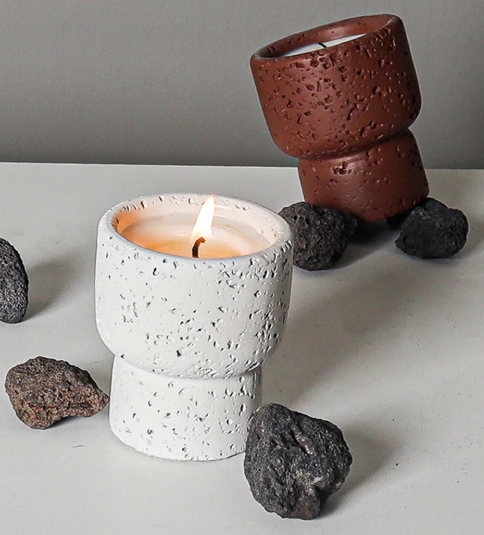 Handcrafted Home Decor Accent Empty Luxury Cement Jars Decorative Concrete Pots for Candle Home Plants Pot