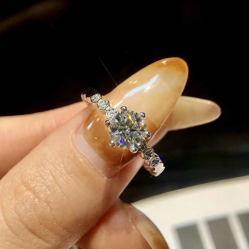 Anu jewel Gra certificate  1ct Brilliant Diamond Moissanite Ring 925 Sterling Silver for Women men Gift Wedding Fine Jewelry