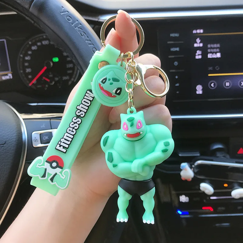 5 Color Poke Monster Pika Charizard Squirtle Bulbasaur in Pym Fitness show PVC mini Figure Rubber Keychain