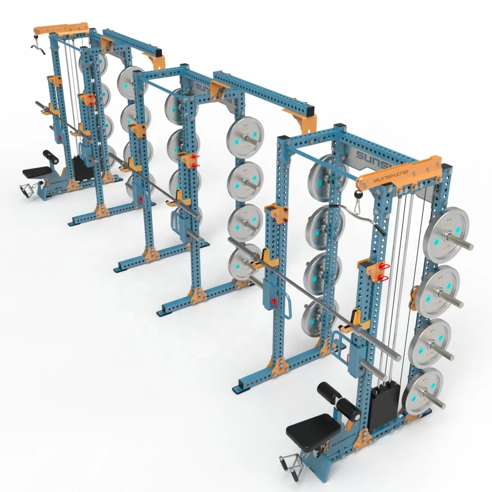 cable crossover squat rack power training gym plate loaded lat pulldown exercise machine mutli function station gym equipment