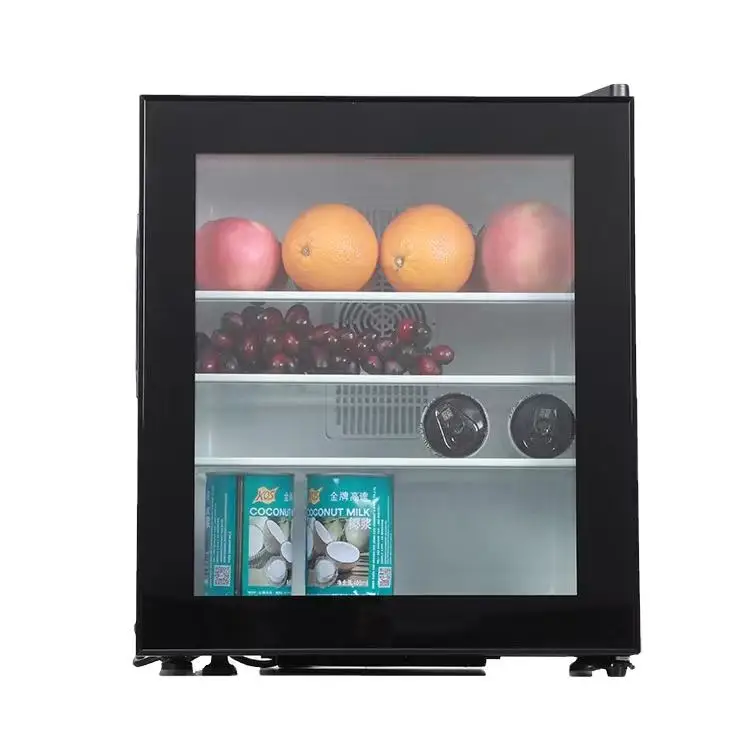 NUELEAD Black Mini Bar Fridge 40L Factory Outlet Glass Door Hotel Room Refrigerator