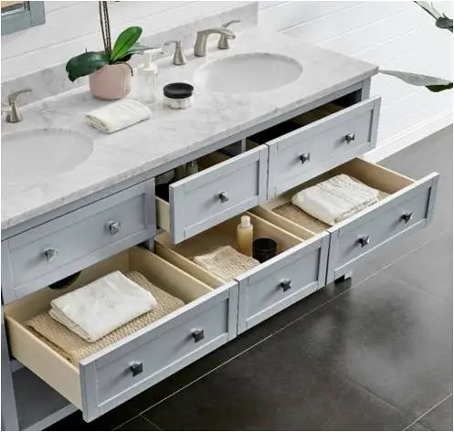 Customized Size Floor Units Grey Wood Natural Marble Washbasin Bathroom Cabinet washbasin for bathroom