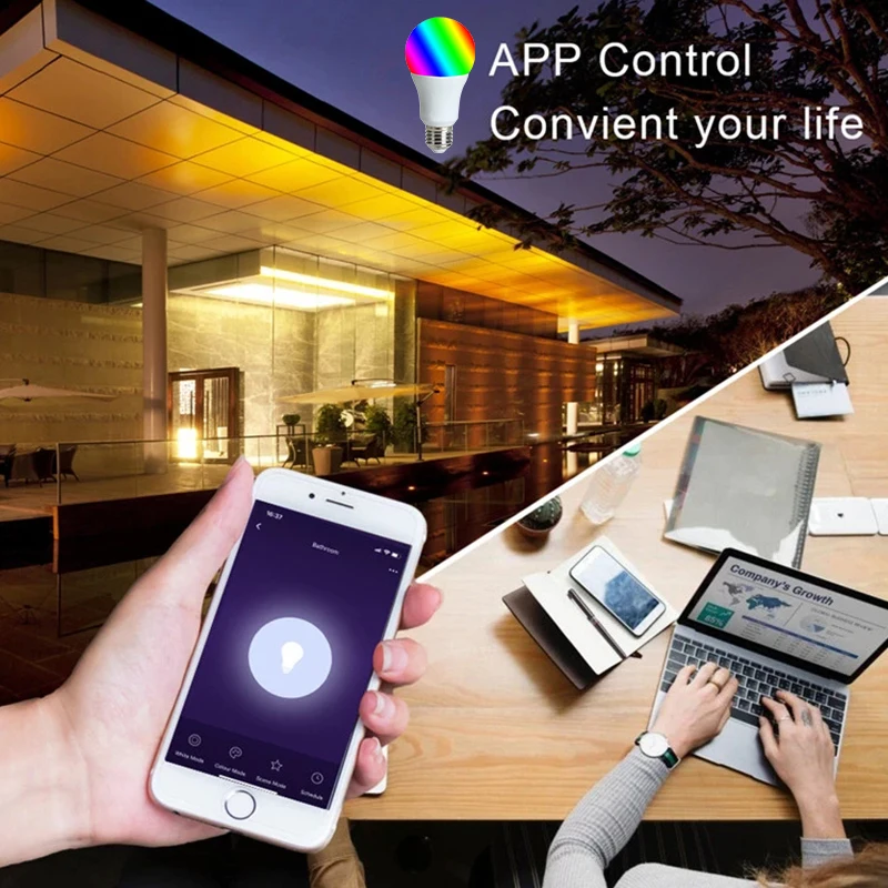  ANPU лампад Led Wi-Fi подключение Tuya E27 лампы работать с Alexa и Google Home Smart LED лампочки RGBCW многоцветные высокое